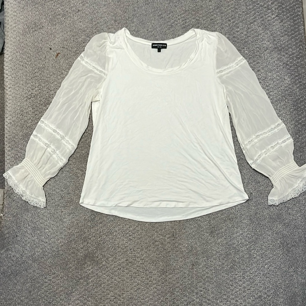 Generation Love Lace Sleeve Modal Blend Shirt Large